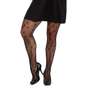 HalloweenCostumes.com One Size Women Star and Moon Tights for Women, Black - 1 of 2