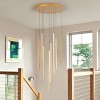 LLHZSY 8-Light Dimmable Integrated LED Chandelier Linear Kitchen Island Light-Gold - 2 of 4