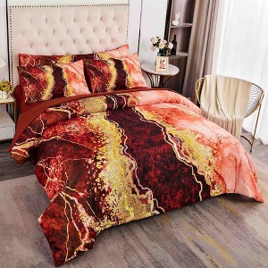 BAGOKIE Marble Watercolor 6 Pieces Comforter Bedding Set - 1 of 4