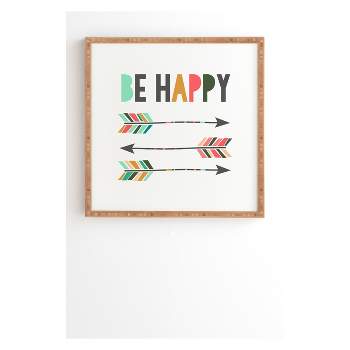 12"x12" Chelcey Tate Be Happy Framed Wall Art Poster Print Brown - Deny Designs