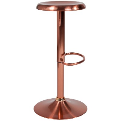 Sleek Rose Gold Adjustable Swivel Metal Barstool