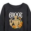 Women's - Marvel - Guardians of the Galaxy Groot Peace Flowers Lightweight French Terry Wide Neck Long Sleeve Shirt - 2 of 4