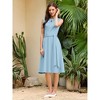 INSPIRE CHIC Women's Sleeveless Pleated Crew Neck Keyhole Tie Waist Summer A-Line Midi Dresses - 3 of 4