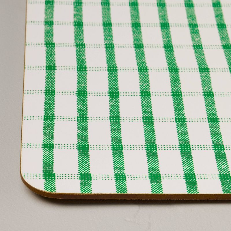 Checkered Plaid Wipeable Corkboard Placemat Green/Cream - Hearth &#38; Hand&#8482; with Magnolia, 4 of 5