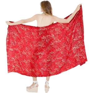 LA LEELA Women's Beach Bathing suit Wrap Bikini Swimwear Cover up Summer Wraps Swimsuit Sarong Skirts for Women One Size Pink, Leaf - 1 of 4