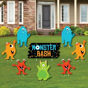 Big Dot of Happiness Monster Bash - Yard Sign & Outdoor Lawn Decorations - Little Monster Birthday Party or Baby Shower Yard Signs - Set of 8 - 1 of 4