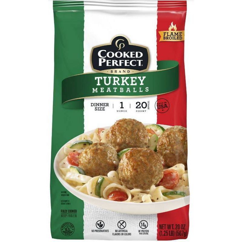 Cooked Perfect Turkey Meatballs - Frozen - 20oz, 1 of 9