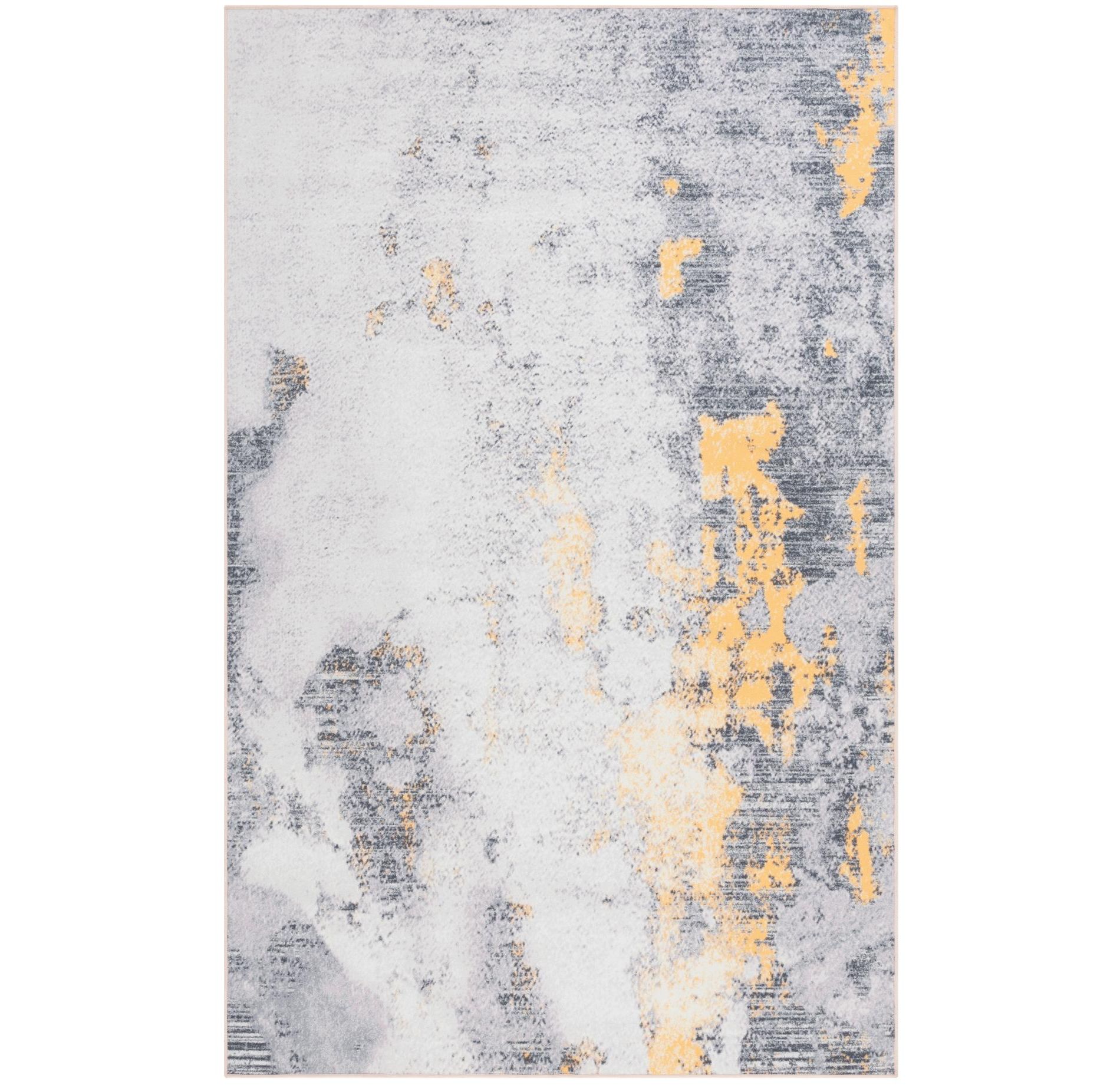 Malibu MBU803 Machine Washable Skid-Resistant Power Loomed Indoor Accent Rug - Grey/Gold - 4'x6' - Safavieh