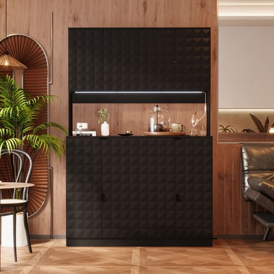 Famapy Modern - Style Black Decorative Storage Cabinet with Geometric Texture: Ideal for Stylish Organization