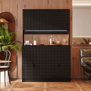 Famapy Modern - Style Black Decorative Storage Cabinet with Geometric Texture: Ideal for Stylish Organization - 1 of 4