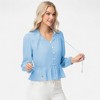 Anna-Kaci Women's Long Sleeve Button Front Peplum Blouse with V-Neckline and Gathered Waist Detail - 4 of 4