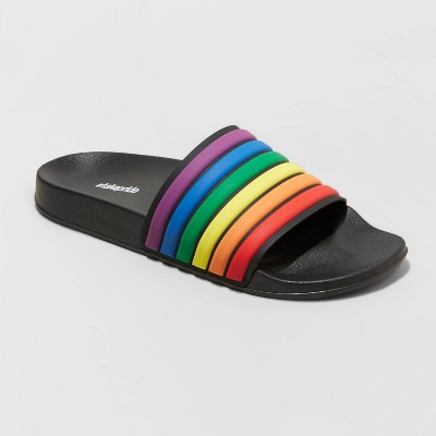 rainbow slip on sandals