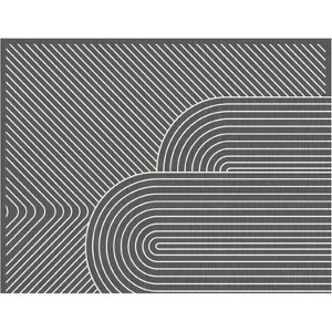 Acekool Modern Line Scalloped Area Rug, Ultra Soft Pearl Velvet, Washable - 1 of 1