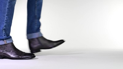 Black Faux Leather Ankle Chelsea Boot with Zipper