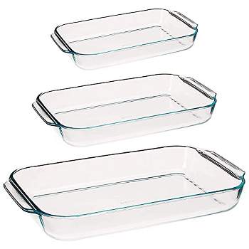 Pyrex Basics Oblong Baking Dish Bundle - 2 Quart 3 Quart and 4.8-qt - 3 Piece Value Set