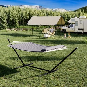 Premium 2-Person Hammock with Collapsible Steel Stand, Heavy Duty 450lb Capacity, UV-Resistant & Portable Outdoor Lounger for Backyard - 1 of 4