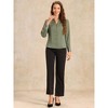 INSPIRE CHIC Women's Ruffled Stand Collar Long Sleeve Button Elegant Satin Shirt - 3 of 4