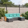 vidaXL 6 Piece Patio Sofa Set with Cushions Black Poly Rattan - without storage - 2 of 4