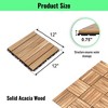 12x12 Striped Deck Tiles (10-PCS) - Yellow Acacia Hardwood Interlocking Outdoor Flooring for Patio, Balcony, Poolside - 3 of 4