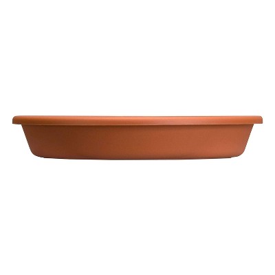 HC Companies Indoor Outdoor Classic Plastic 16.13 Inch Round Plant Flower Pot Planter Deep Saucer Drip Tray, Fits 16 Inch Pot, Clay