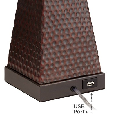 26" Hammered Bronze Industrial Table Lamp with USB Port