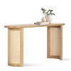 60" Modern Console Table - Solid White Oak with Imitation Rattan Design Entryway Table for Living Room Narrow Entryway-Tanpinhause - 4 of 4