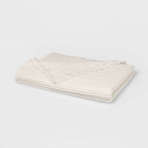 Ivory White Cotton Waffle Knit Dish Towel