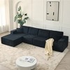 139.3" Modular Sectional Sofa, Boneless Cloud Couch with Ottoman & 2 Pillows, No Assembly, L-Shaped Corduroy Sofa for Living Room & Bedroom - 3 of 4