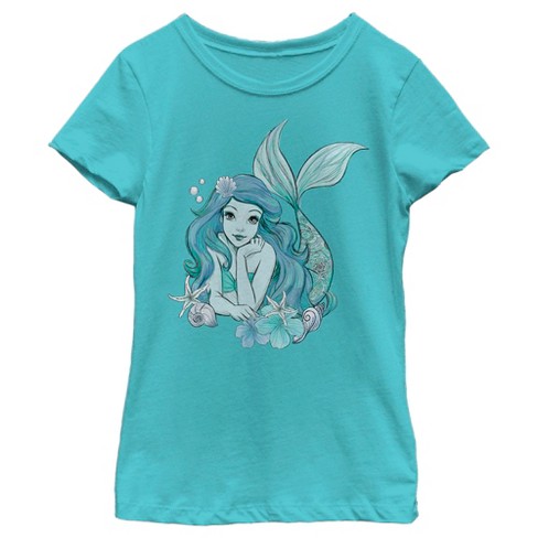 Girl's The Little Mermaid Ariel Cartoon Friends T-shirt : Target