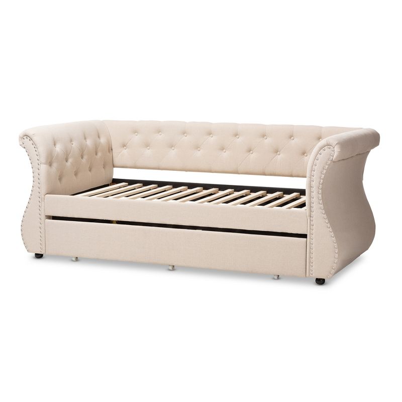Twin Cherine Classic and Contemporary Fabric Upholstered Daybed with Trundle Beige - Baxton Studio, 5 of 13