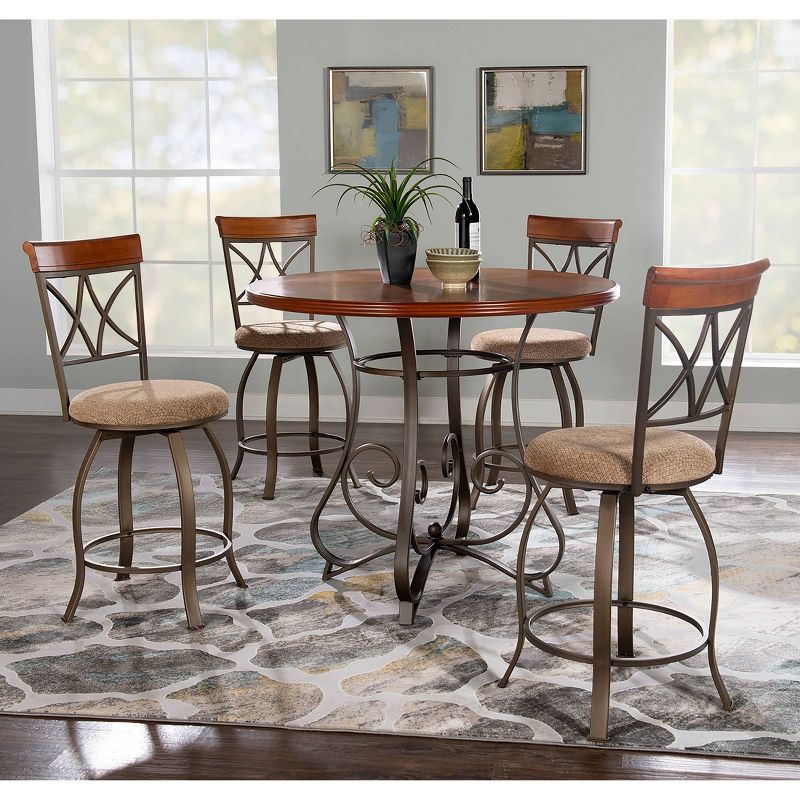 5pc Carter Upholstered Swivel Chairs and Table Counter Dining Set - Powell, 3 of 17