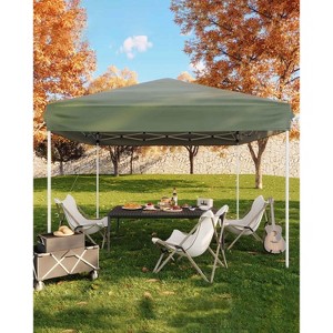10x10 Pop Up Canopy Tent, Outdoor Canopy Tent with 3 Adjustable Height, Easy Set Up Canopy with 4 Sandbags & Carrying Bag for Camping- Green - 1 of 4