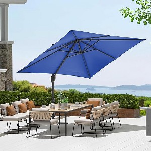 10FT Cantilever Umbrella With Base, Square Single Top Outdoor Umbrella With 360-Degree Rotation, Offset Patio Umbrella for Backyard, Deck, Pool - 1 of 4