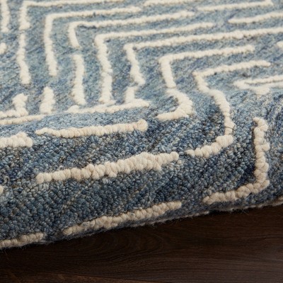 Hand-Tufted Indigo/Ivory Chevron Wool Area Rug - 100"