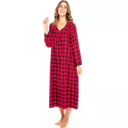 Alexander Del Rossa Women's Classic Winter Nightgown Duster with Pockets, Cotton Flannel Pajamas in Christmas Colors
