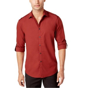 I.N.C International Concepts Mens LS Utility Button Up Shirt, Red, Medium - 1 of 1