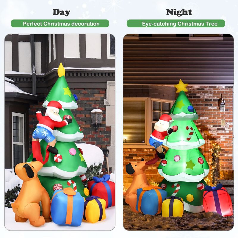 Costway 7 FT Inflatable Christmas Tree Santa Decor w/LED Lights Outdoor Yard Decoration, 5 of 11