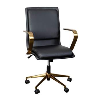 Emma and Oliver Modern Upholstered Mid-Back Home Office Chair with Arms and 5 Star Base