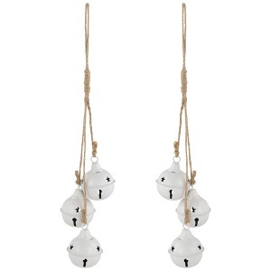 Northlight Cascading Christmas Jingle Bell Ornaments - 13.5" - White - Set of 2 - 1 of 4
