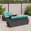 vidaXL Patio Sofa Set with Cushions Modular Sofas 6 Piece Poly Rattan Acacia - Black - 2 of 4