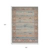 Blue Brick Red And Ivory Oriental Hand Woven Area Rug With Fringe - 3 of 4