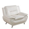 DOMETOUR White Faux Leather 1 Seat Living Room Sofa - Modern Upholstered Chair - 2 of 4