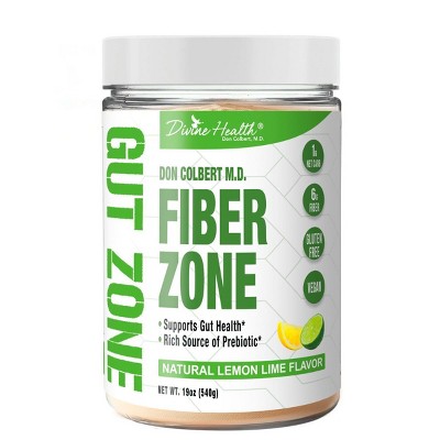 Divine Health Psyllium Husk Fiber Zone Drink Mix Powder - Sugar Free Lemon Lime Fiber - 19oz