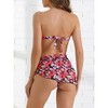INSPIRE CHIC Women's Floral Print Bandeau Bikini Sets Tie Back Swimwear Triangle Bottoms Bathing Suits 3 Pieces - 3 of 4