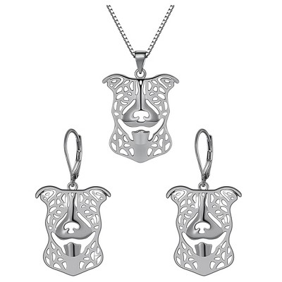 Pit Bull Staffordshire Terrier Dog Necklace Silver Womens Ginger Lyne Collection