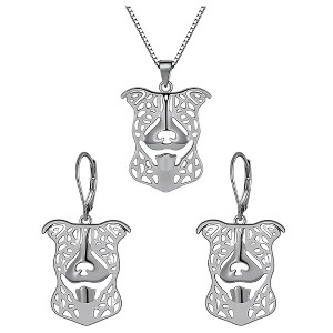 Pit Bull Staffordshire Terrier Dog Necklace Silver Womens Ginger Lyne Collection - 1 of 4