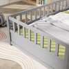Sapphtopaz Bed Frame Floor Bed with High Guardrails and Door for Kids Wooden Bedroom Furniture, Easy Assembly, Gray - 2 of 4