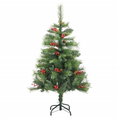 vidaXL Fake Hinged Christmas Tree Green PVC 59.1 in tall