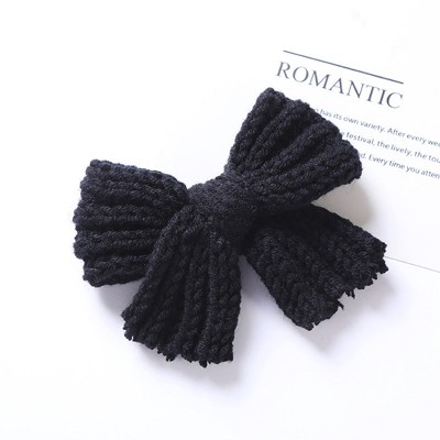 MyKids-Usa Baby Solid Color Big Knitted Bow Handmade Hairpin