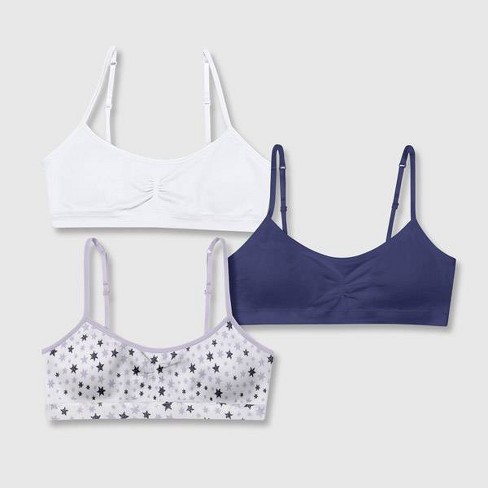 NEW Hanes Girls Sports Bras 2 Pack Size Small 1 White & 1 Blue